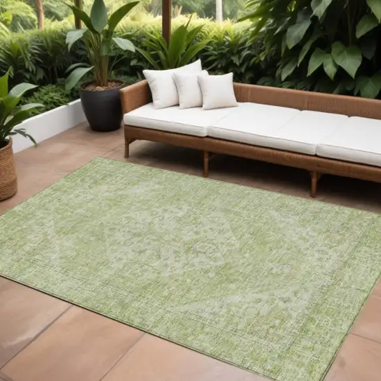 Sage And Ivory Oriental Washable Indoor Outdoor Area Rug Photo 1