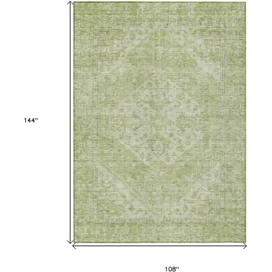 Sage And Ivory Oriental Washable Indoor Outdoor Area Rug Photo 7