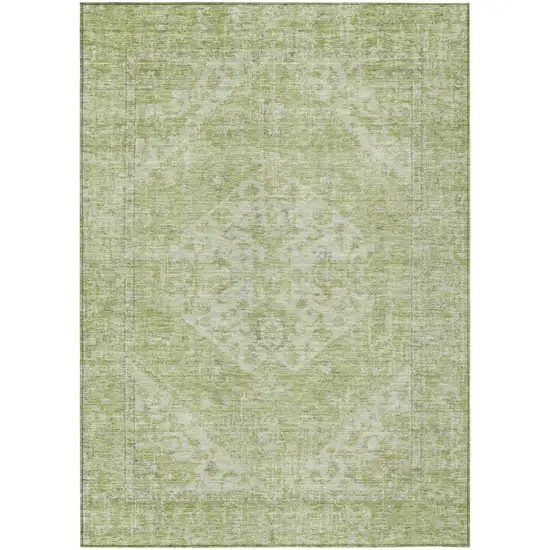 Sage And Ivory Oriental Washable Indoor Outdoor Area Rug Photo 2