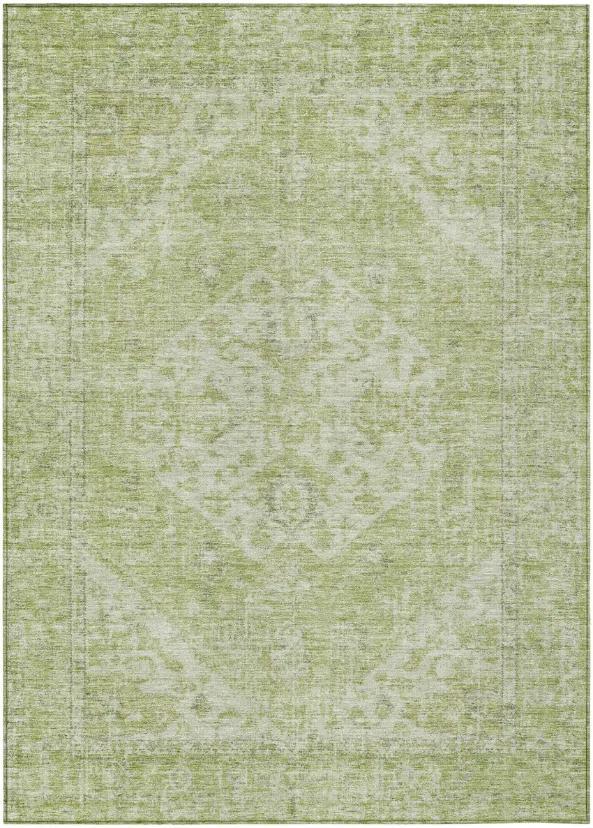 Sage And Ivory Oriental Washable Indoor Outdoor Area Rug Photo 2