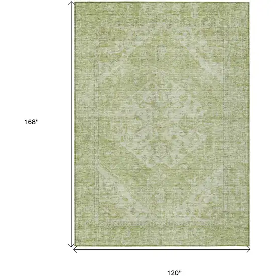 Sage And Ivory Oriental Washable Indoor Outdoor Area Rug Photo 7