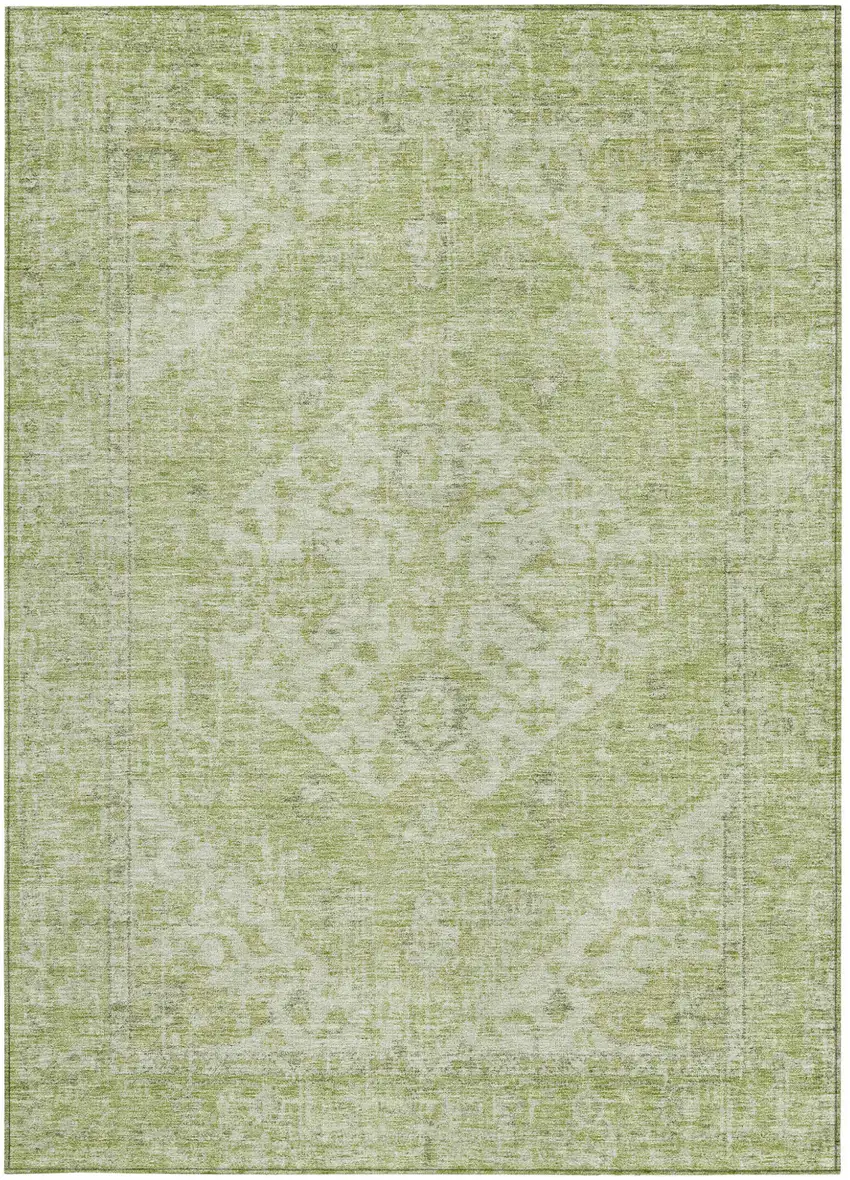 Sage And Ivory Oriental Washable Indoor Outdoor Area Rug Photo 6