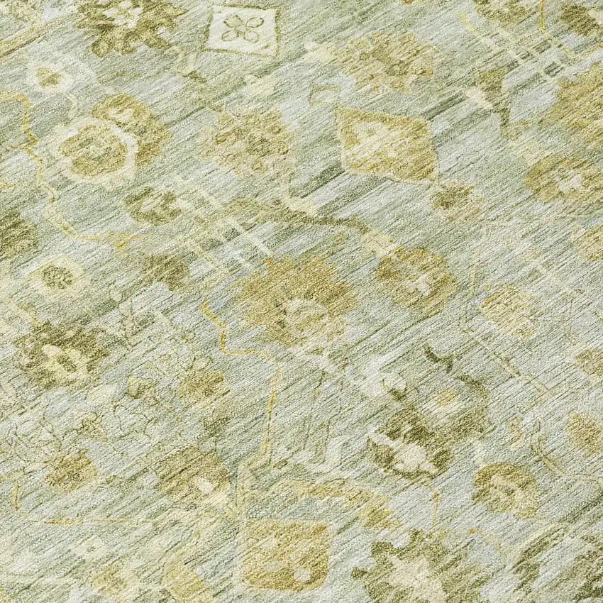Sage And Ivory Oriental Washable Indoor Outdoor Area Rug Photo 8