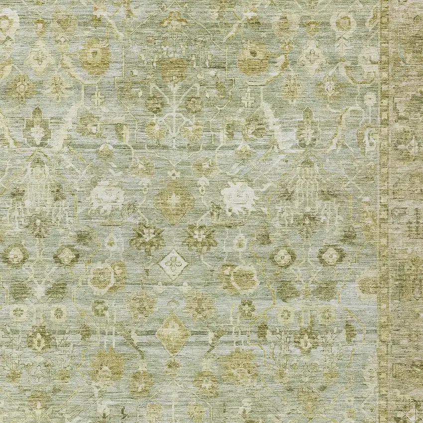 Sage And Ivory Oriental Washable Indoor Outdoor Area Rug Photo 7