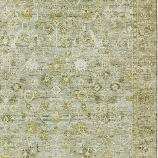 Sage And Ivory Oriental Washable Indoor Outdoor Area Rug Photo 4