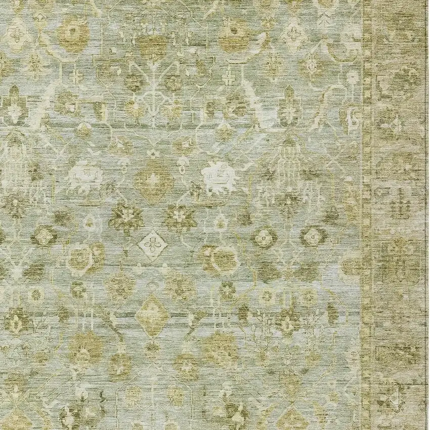 Sage And Ivory Oriental Washable Indoor Outdoor Area Rug Photo 4