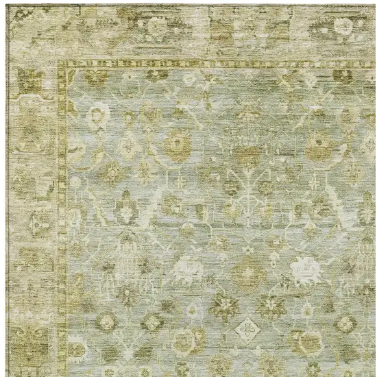 Sage And Ivory Oriental Washable Indoor Outdoor Area Rug Photo 7