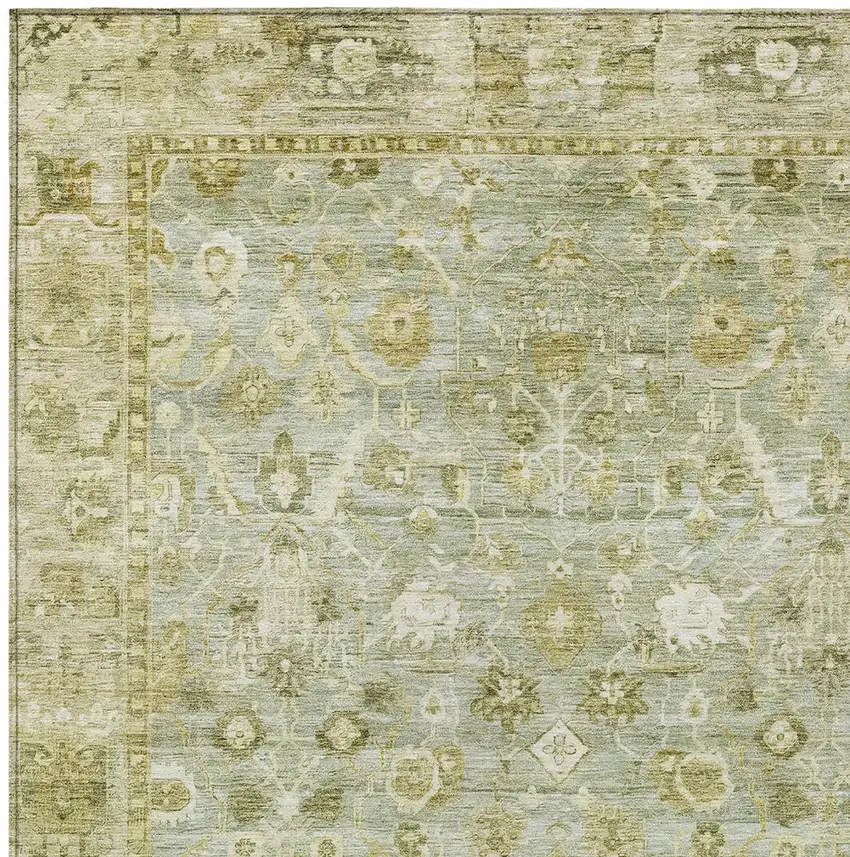 Sage And Ivory Oriental Washable Indoor Outdoor Area Rug Photo 7