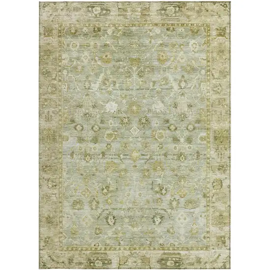 Sage And Ivory Oriental Washable Indoor Outdoor Area Rug Photo 3