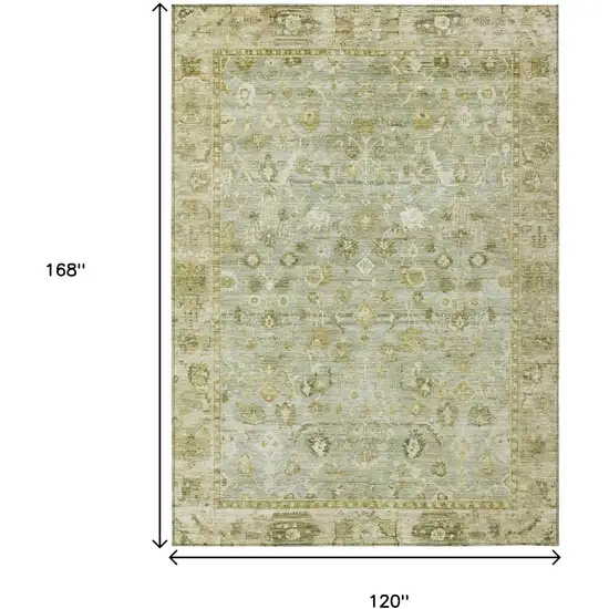 Sage And Ivory Oriental Washable Indoor Outdoor Area Rug Photo 9