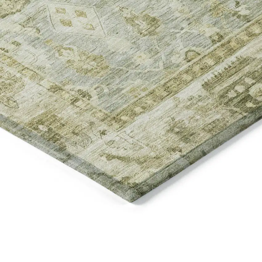 Sage And Ivory Oriental Washable Indoor Outdoor Area Rug Photo 6