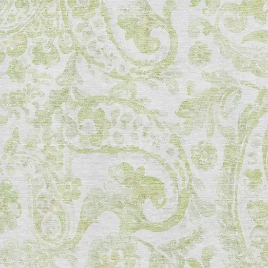 Sage And Ivory Paisley Washable Area Rug With UV Protection Photo 3