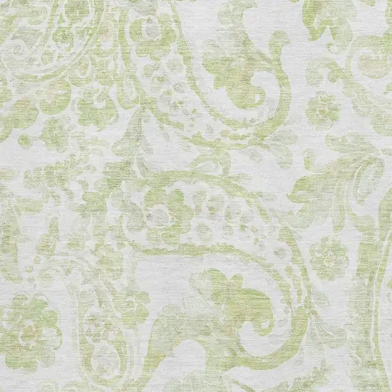 Sage And Ivory Paisley Washable Area Rug With UV Protection Photo 3