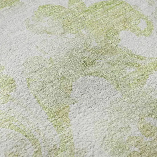 Sage And Ivory Paisley Washable Area Rug With UV Protection Photo 9