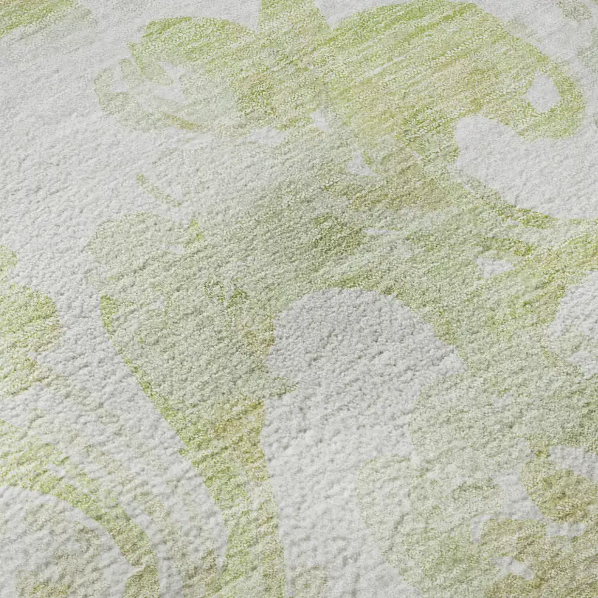 Sage And Ivory Paisley Washable Area Rug With UV Protection Photo 9