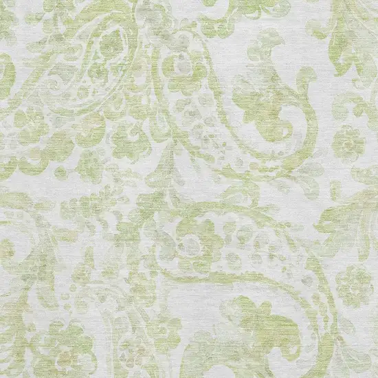 Sage And Ivory Paisley Washable Area Rug With UV Protection Photo 3