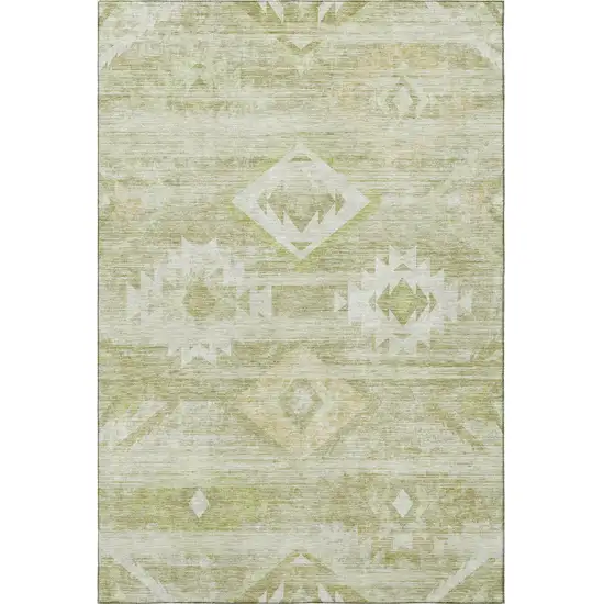 Sage And Ivory Southwestern Washable Area Rug With UV Protection Photo 4