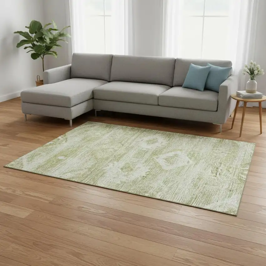 Sage And Ivory Southwestern Washable Area Rug With UV Protection Photo 2