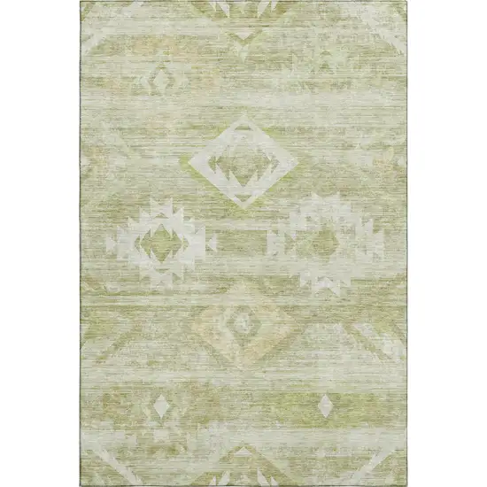 Sage And Ivory Southwestern Washable Area Rug With UV Protection Photo 1