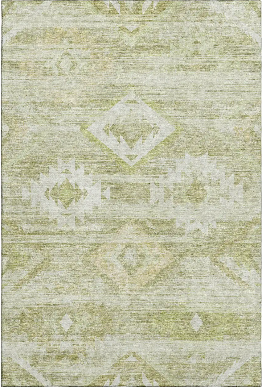 Sage And Ivory Southwestern Washable Area Rug With UV Protection Photo 1