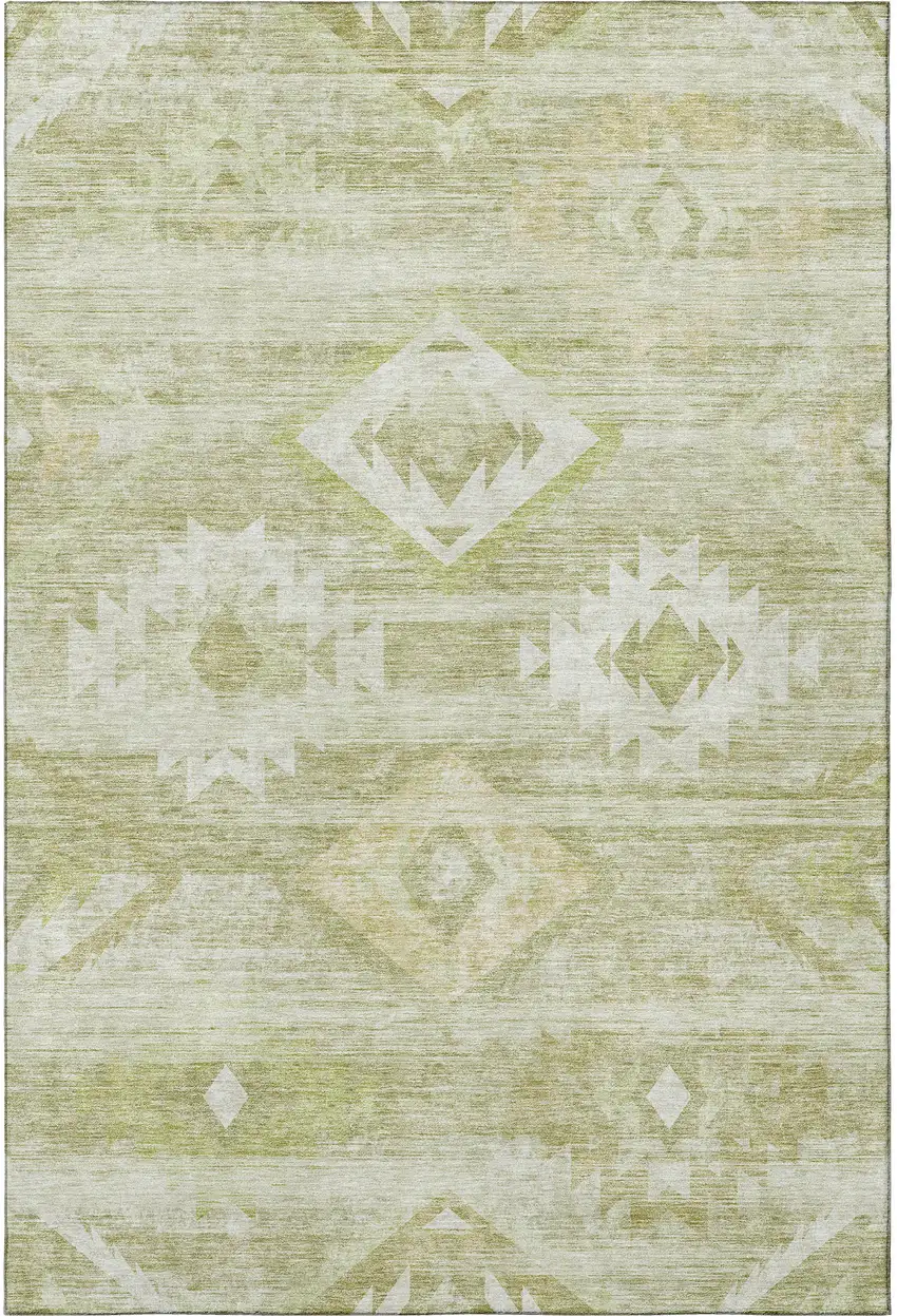 Sage And Ivory Southwestern Washable Area Rug With UV Protection Photo 4