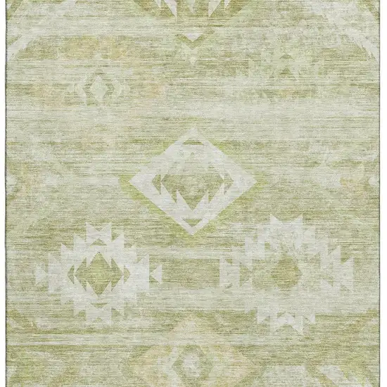 Sage And Ivory Southwestern Washable Area Rug With UV Protection Photo 3