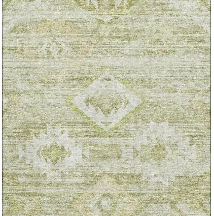Sage And Ivory Southwestern Washable Area Rug With UV Protection Photo 3