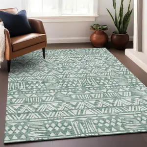 Photo of Sage And Ivory Southwestern Washable Area Rug With UV Protection