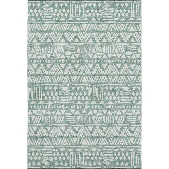 Sage And Ivory Southwestern Washable Area Rug With UV Protection Photo 1