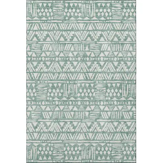 Sage And Ivory Southwestern Washable Area Rug With UV Protection Photo 4