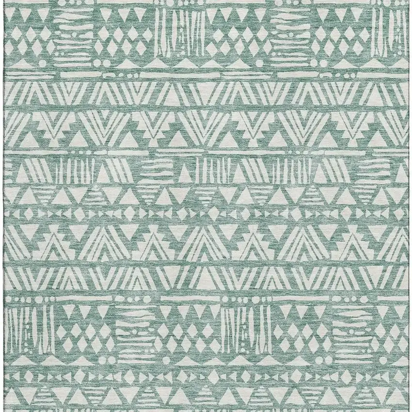 Sage And Ivory Southwestern Washable Area Rug With UV Protection Photo 3