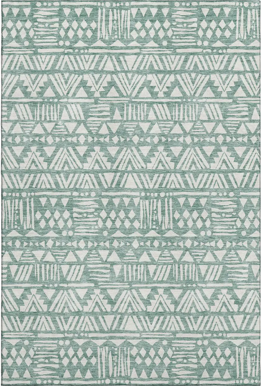 Sage And Ivory Southwestern Washable Area Rug With UV Protection Photo 1