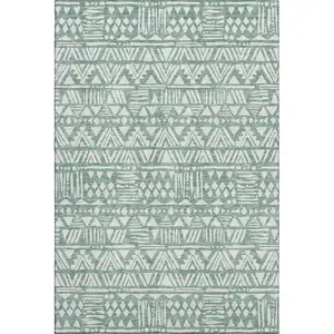 Photo of Sage And Ivory Southwestern Washable Area Rug With UV Protection