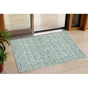 Photo of Sage And Ivory Southwestern Washable Indoor Outdoor Area Rug