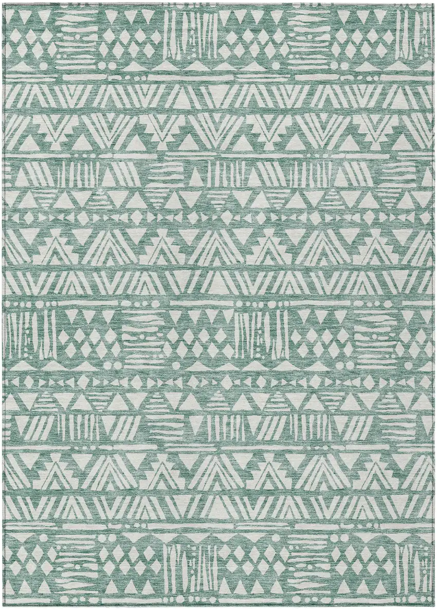 Sage And Ivory Southwestern Washable Indoor Outdoor Area Rug Photo 2
