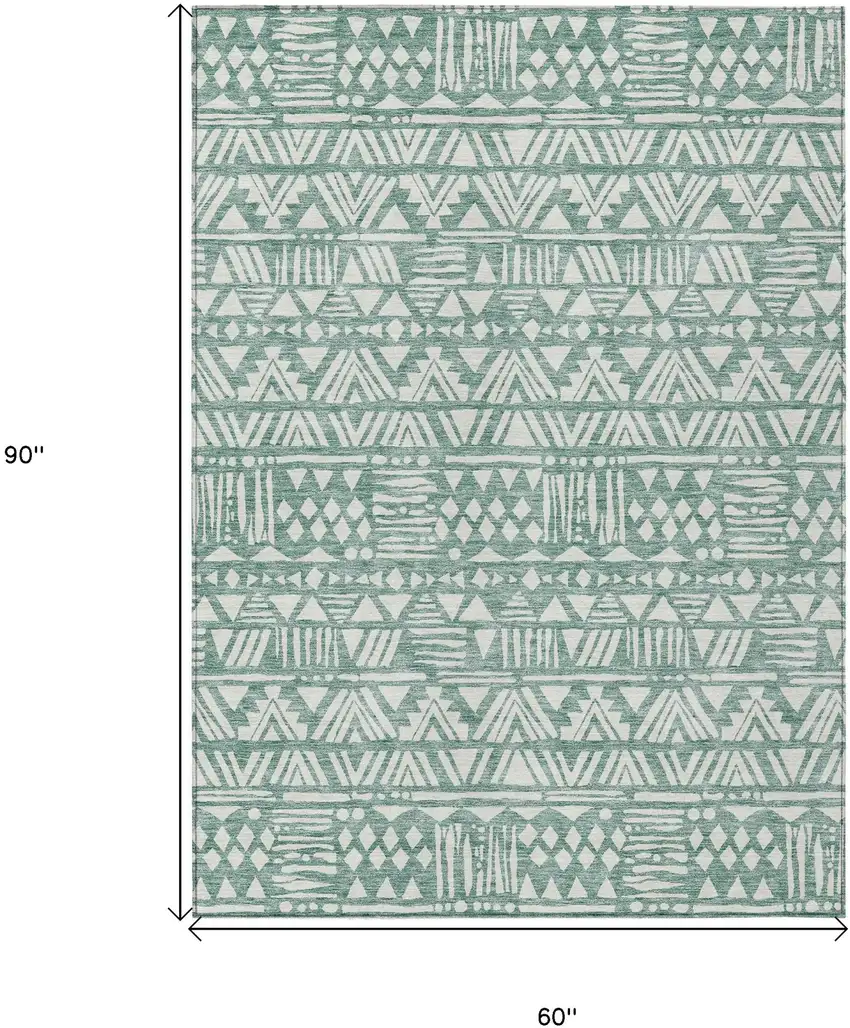 Sage And Ivory Southwestern Washable Indoor Outdoor Area Rug Photo 3