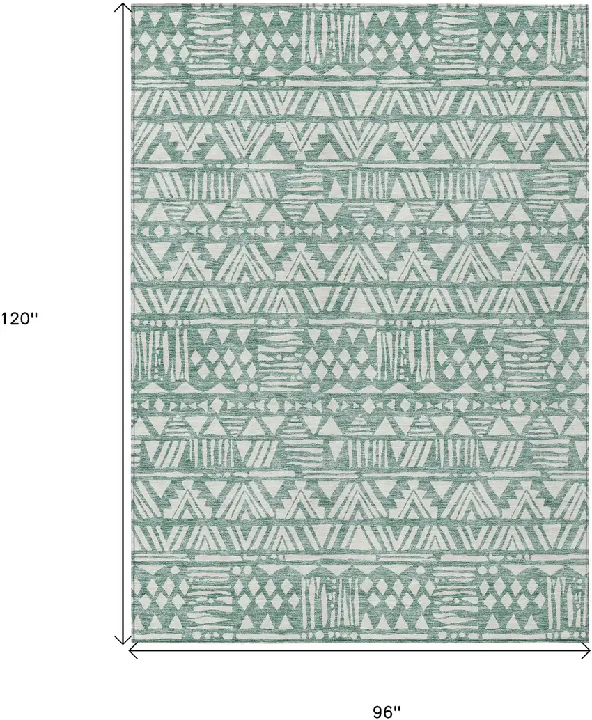 Sage And Ivory Southwestern Washable Indoor Outdoor Area Rug Photo 3