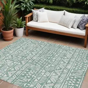 Photo of Sage And Ivory Southwestern Washable Indoor Outdoor Area Rug