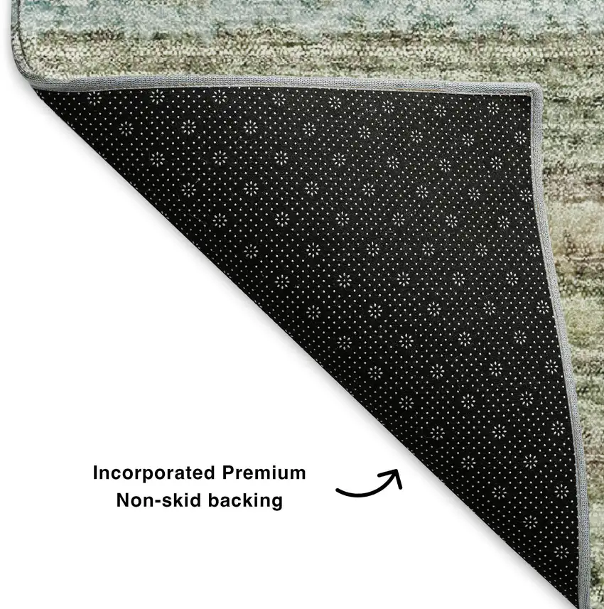 Sage And Ivory Striped Washable Area Rug With UV Protection Photo 6