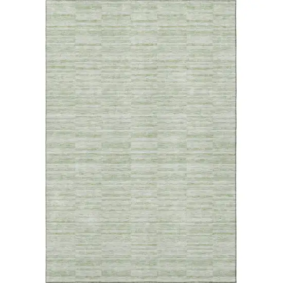 Sage And Ivory Striped Washable Area Rug With UV Protection Photo 3