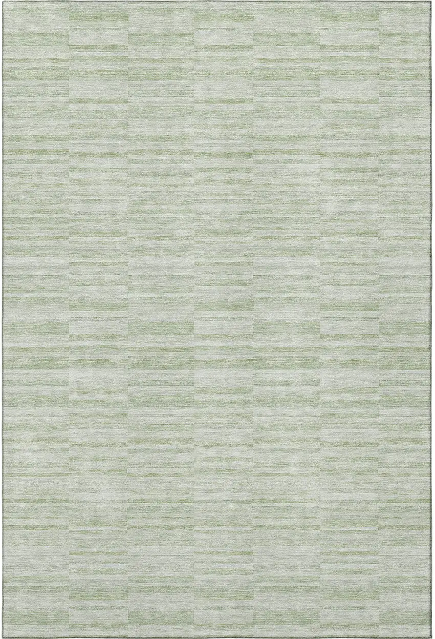 Sage And Ivory Striped Washable Area Rug With UV Protection Photo 3
