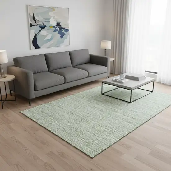 Sage And Ivory Striped Washable Area Rug With UV Protection Photo 2