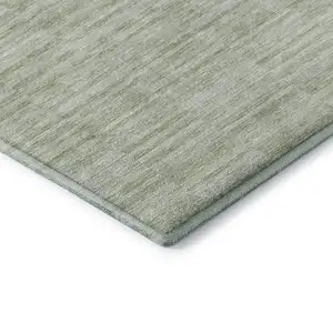Photo of Sage And Ivory Striped Washable Area Rug With UV Protection