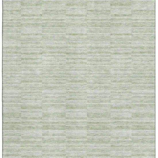 Sage And Ivory Striped Washable Area Rug With UV Protection Photo 4