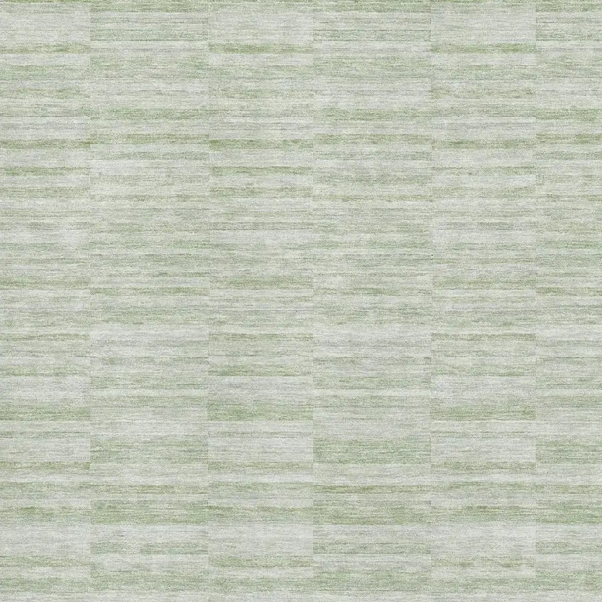 Sage And Ivory Striped Washable Area Rug With UV Protection Photo 3