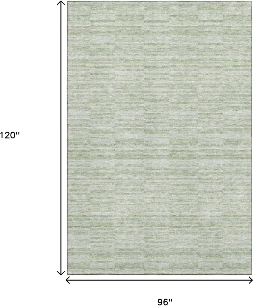 Sage And Ivory Striped Washable Area Rug With UV Protection Photo 3