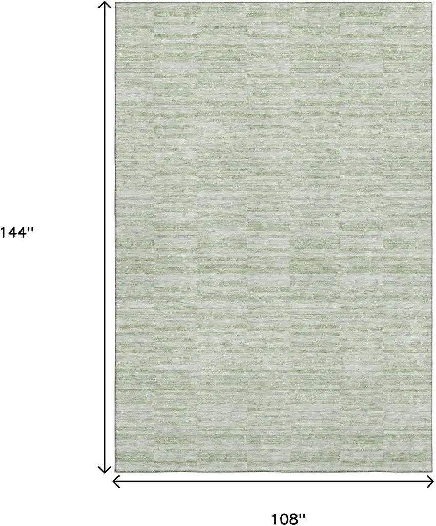 Sage And Ivory Striped Washable Area Rug With UV Protection Photo 3