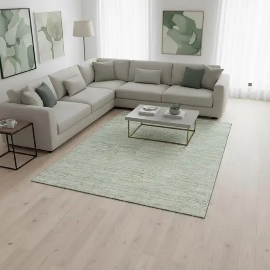 Sage And Ivory Striped Washable Area Rug With UV Protection Photo 2