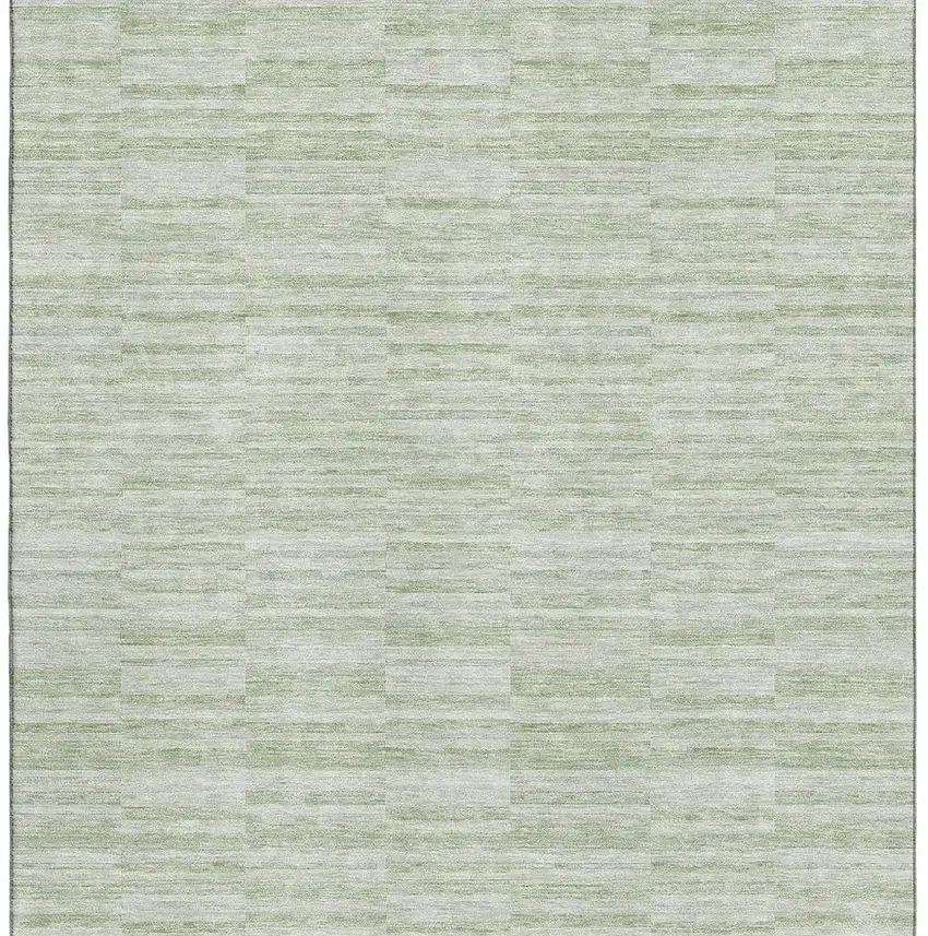 Sage And Ivory Striped Washable Area Rug With UV Protection Photo 4