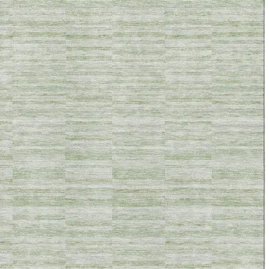 Sage And Ivory Striped Washable Area Rug With UV Protection Photo 3